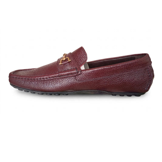 Corneliani ID Mocassino Uomo in Pelle Bottalata Bordeaux con Morsetto Oro