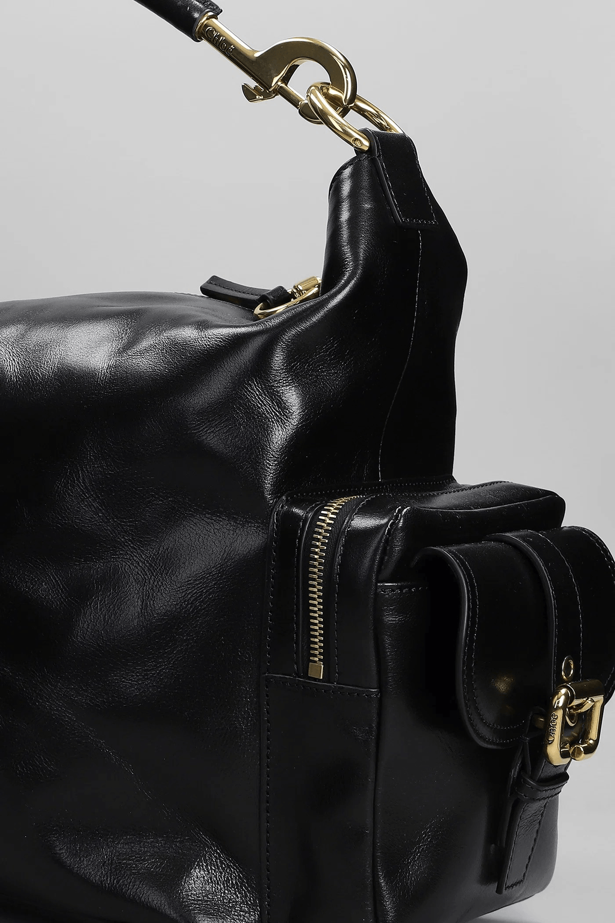 Chloé Borsa Strutturata in Pelle con Fibbia Oro e Hardware Logato