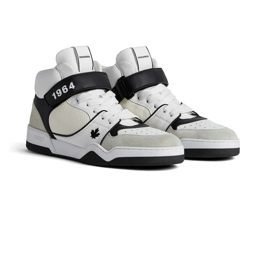 DSQUARED2 Spiker high top sneakers in white and gray with unique design details and a stylish silhouette.