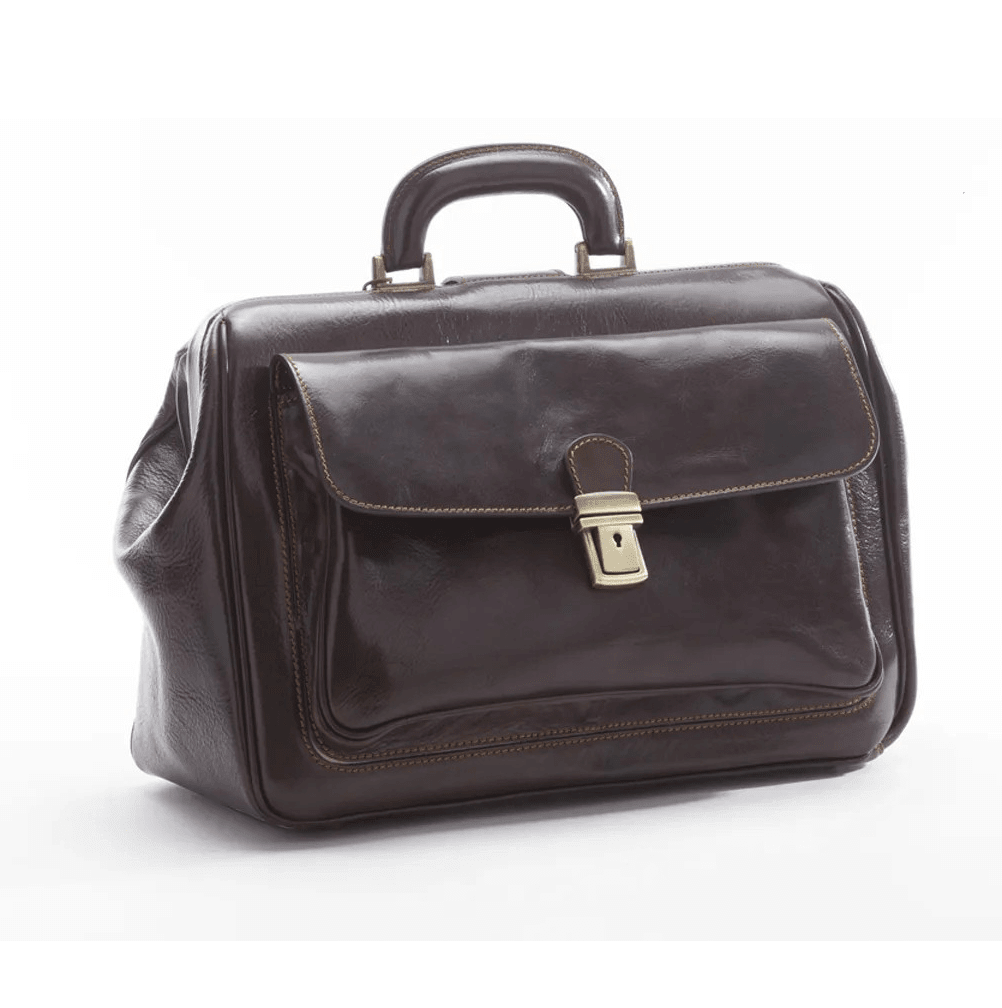 Borsa Medico 250D9D00F100 in vero cuoio Toscano, elegante e pratica per medici, con vano unico per strumenti.