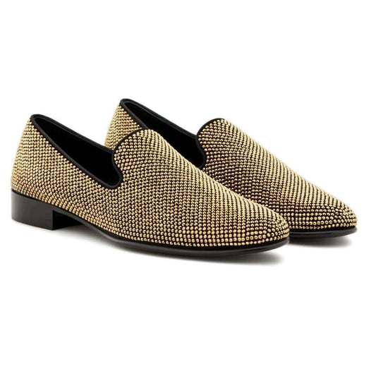 Mocassini in Camoscio Nero con Cristalli All-Over, slip-on con dettagli brillanti della collezione Second Life.