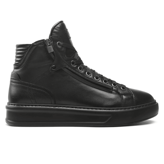 Sneakers cuoio casual chic Italiano 310M5D00V100 - Black high-top leather sneakers with a stylish design.