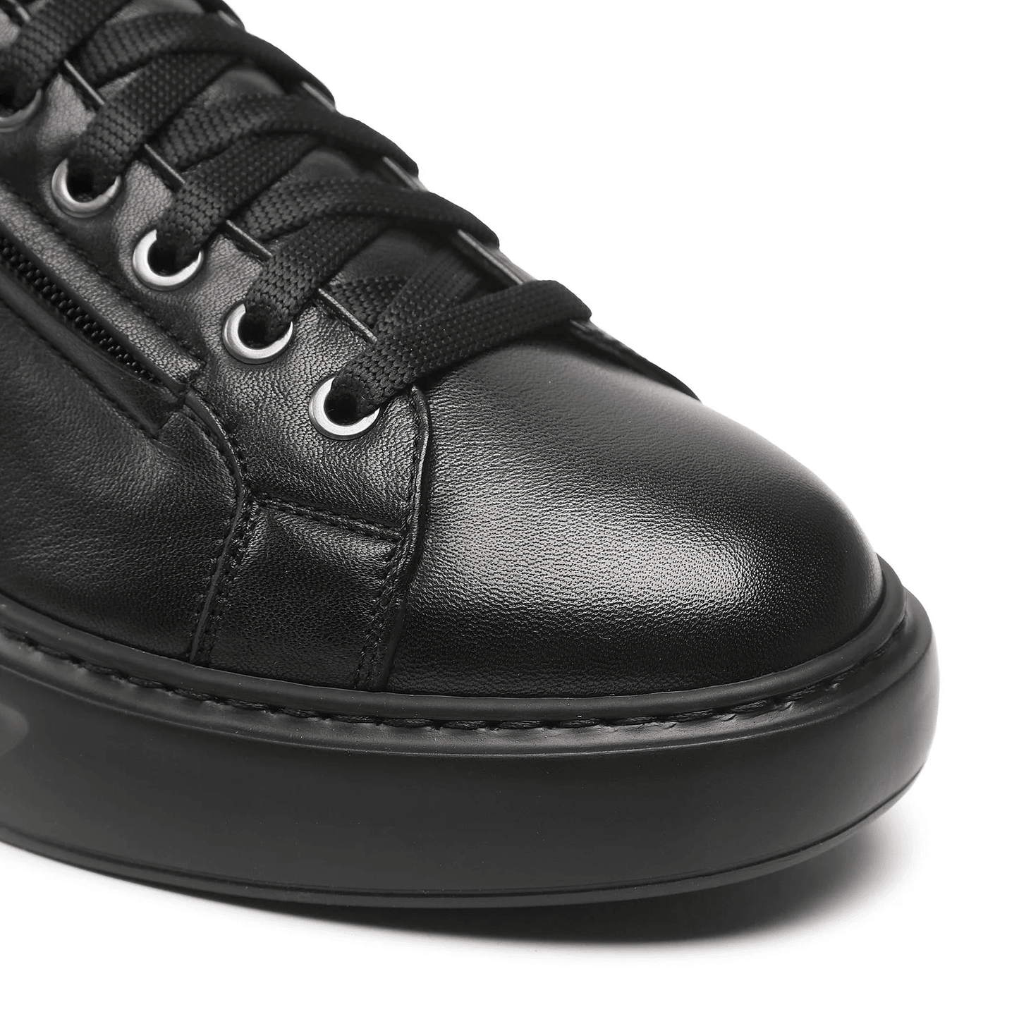 Sneakers cuoio casual chic Italiano 310M5D00V100 - Black high-top leather sneakers with a stylish design.