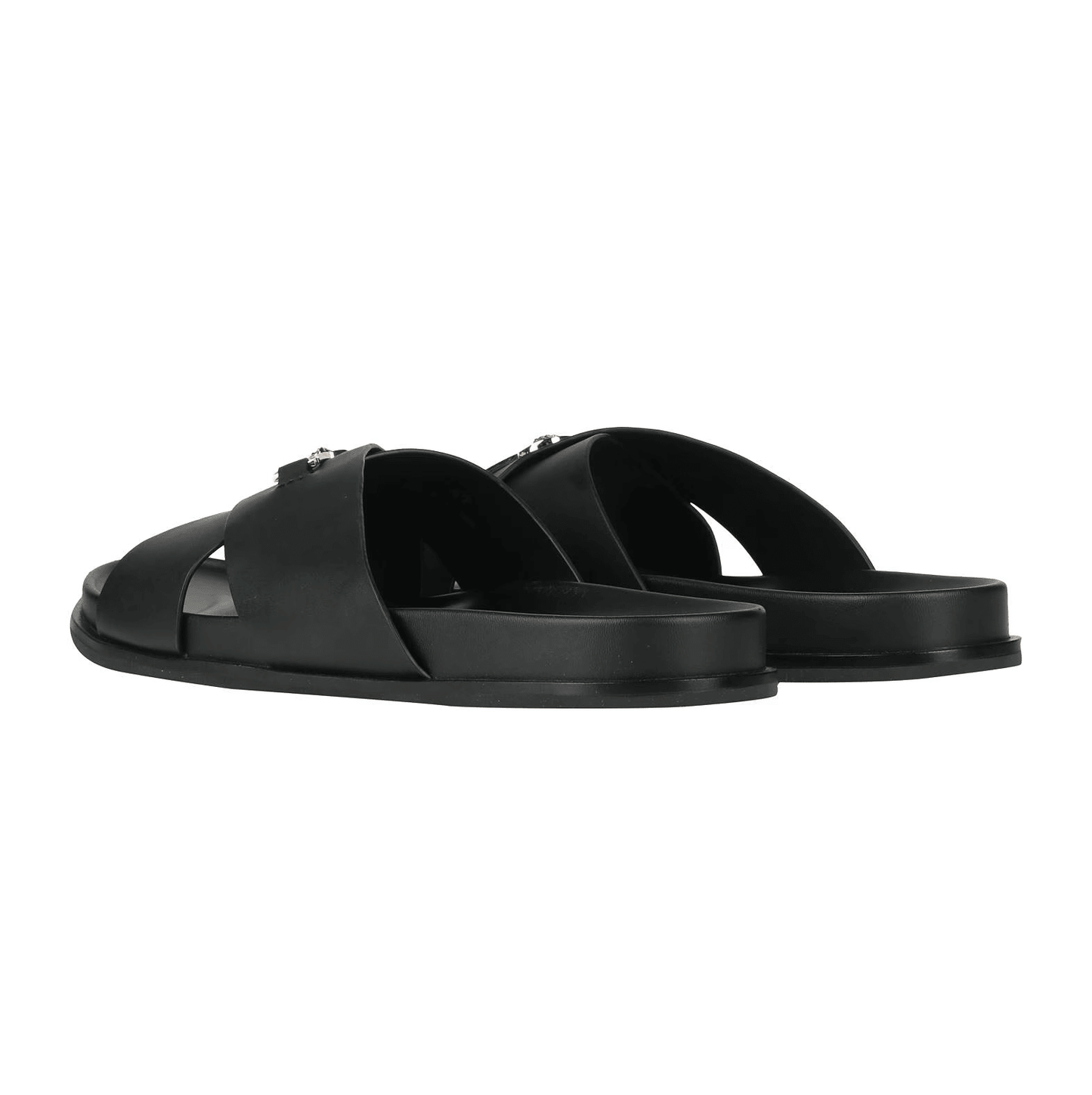 Sandali in Pelle di qualità VERSACE 345Y6X03X100, eleganti sandali in pelle nera con design iconico e comfort duraturo.