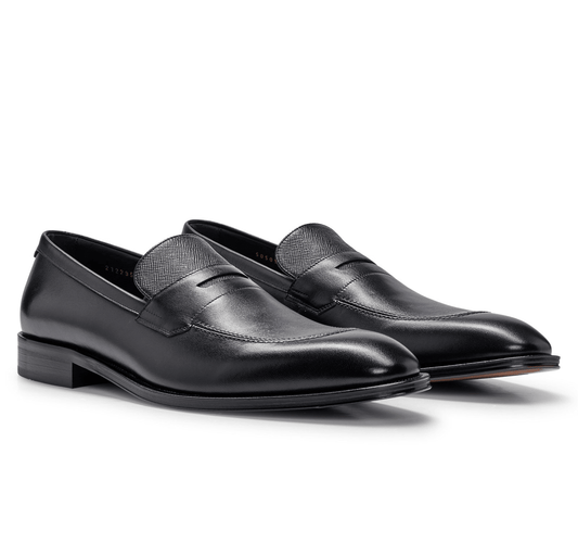 BOSS mocassini eleganti in pelle nera, design classico e raffinato, realizzati in pelle di alta qualità.
