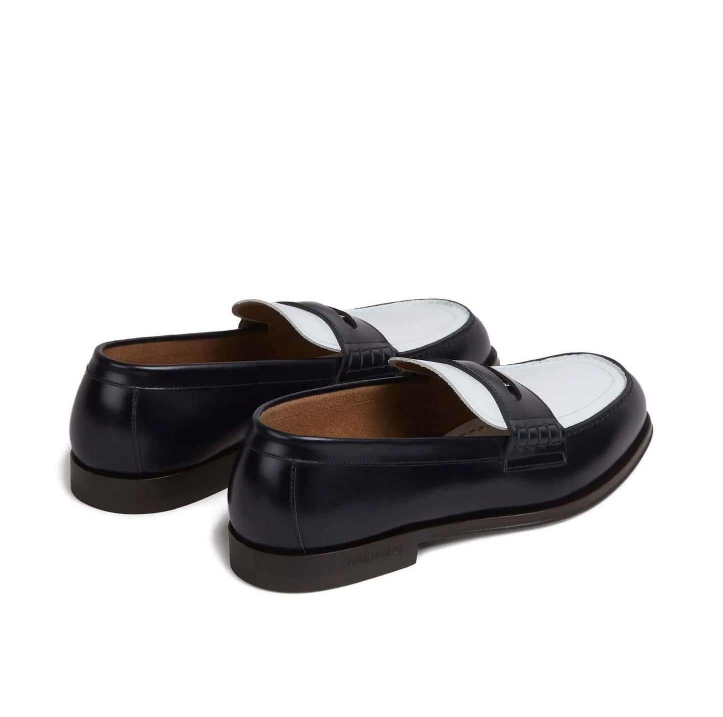 DSQUARED2 Mocassini in Pelle Nero/Bianco con Borchie Argento