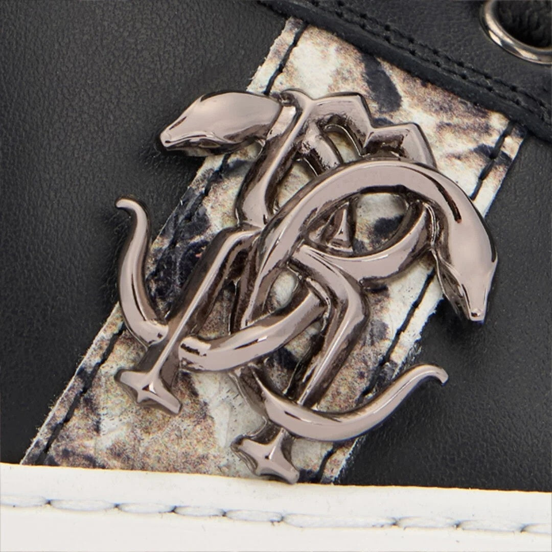 Roberto Cavalli Sneakers in Pelle Nera con Dettaglio Pitonato