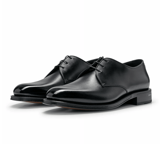 Scarpe derby marroni in pelle 750Z2L00D100, realizzate in pelle brunita con soletta imbottita per comfort.