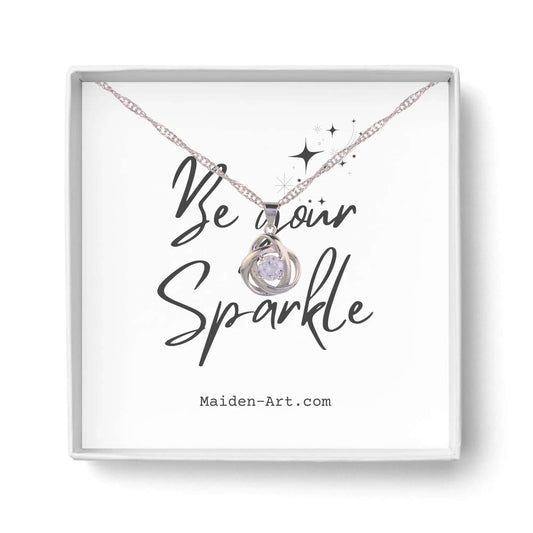 Round Knot Pendant Necklace with Cubic Zirconia