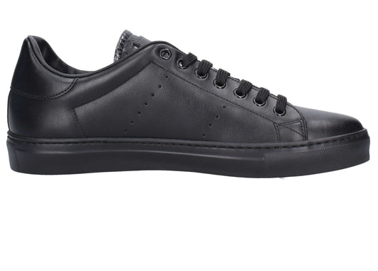 Sneakers pelle neri autunno inverno 100G5N001V100 lato, in pelle nera, tacco 3 cm.