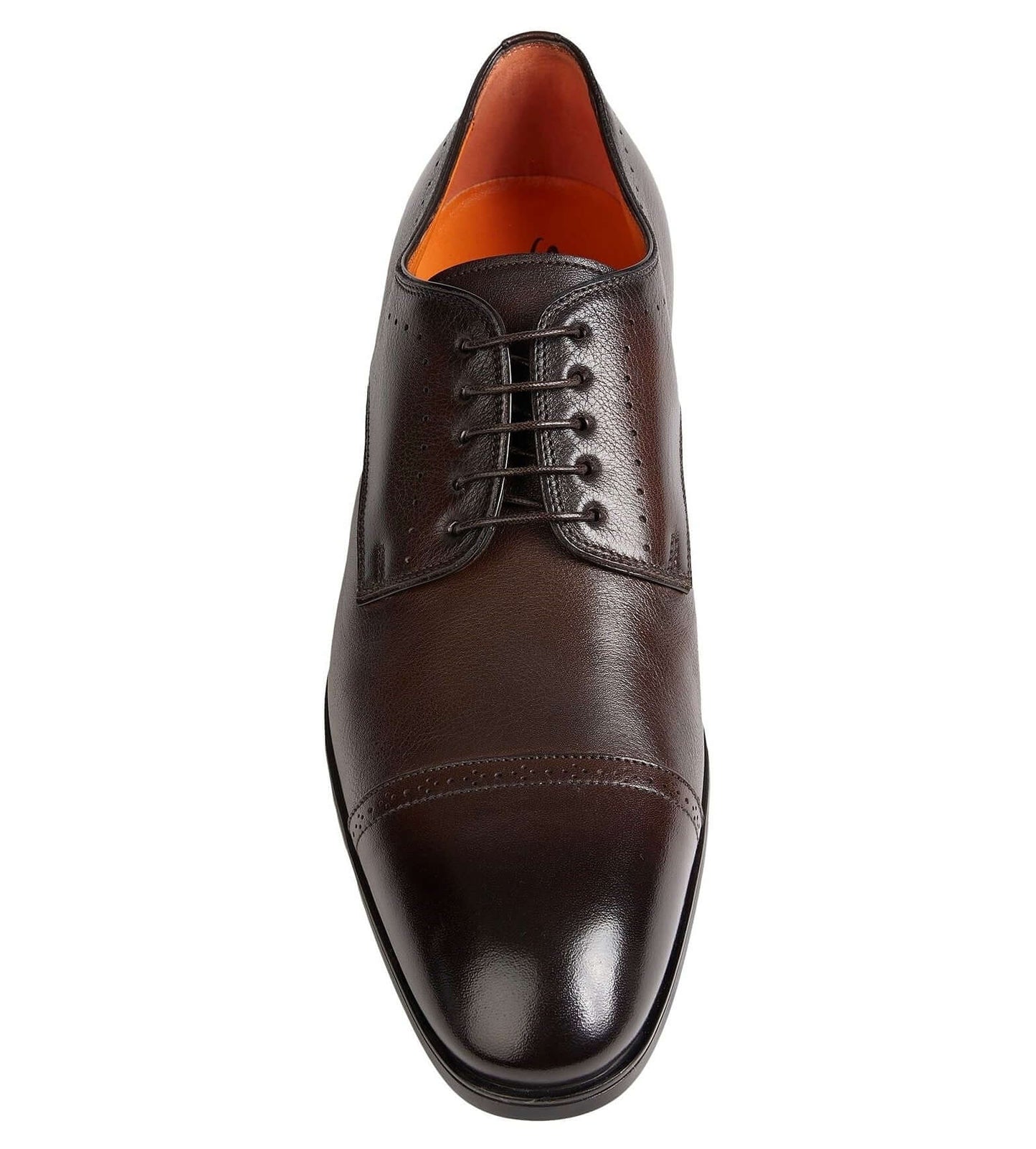 Derby artigianali pelle calzata ampia 100Y20X23X240 in pelle marrone, suola nera, design elegante e comfort assicurato.