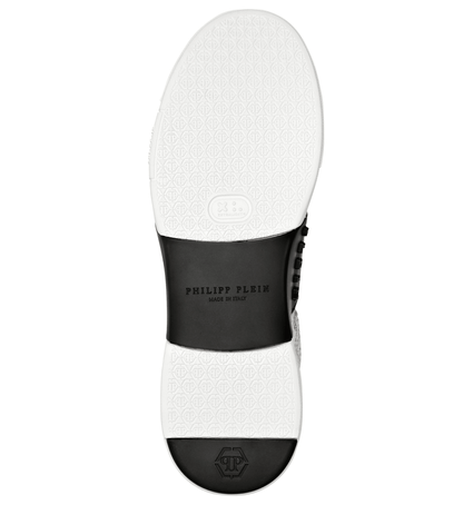 sneaker unisex hi-top pitone 1000P5H00L100 in shiny silver with hexagon logo