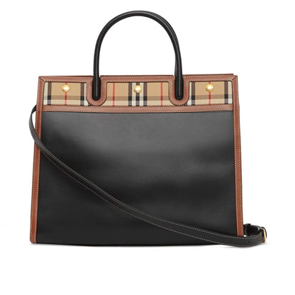 Borsa tracolla vintage Made in Italy 1000T9D00Z250 in pelle di vitello con motivo Vintage Check e borchie dorate.