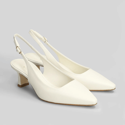 Décolleté in Pelle Nera  Collection CMI — Tacco Stiletto 6 cm, scarpa sling back nera con tacco elegante.