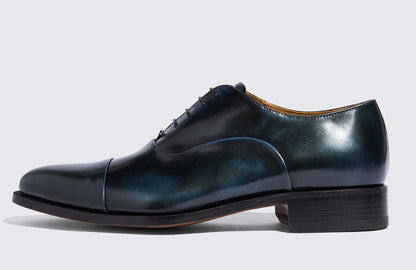 stringate verdi made in Italy 100S01C00R300 Verde, Oxford realizzate a mano con superficie lucidata e tinta a mano.