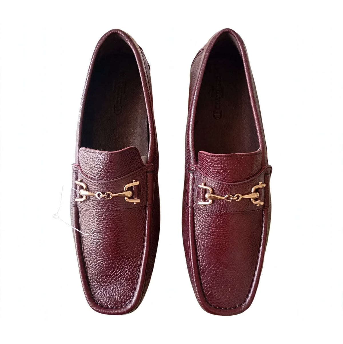 Corneliani ID Mocassino Uomo in Pelle Bottalata Bordeaux con Morsetto Oro