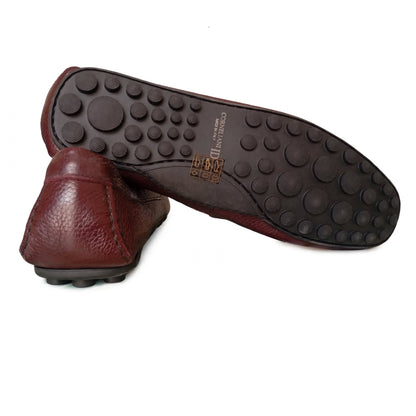Corneliani ID Mocassino Uomo in Pelle Bottalata Bordeaux con Morsetto Oro