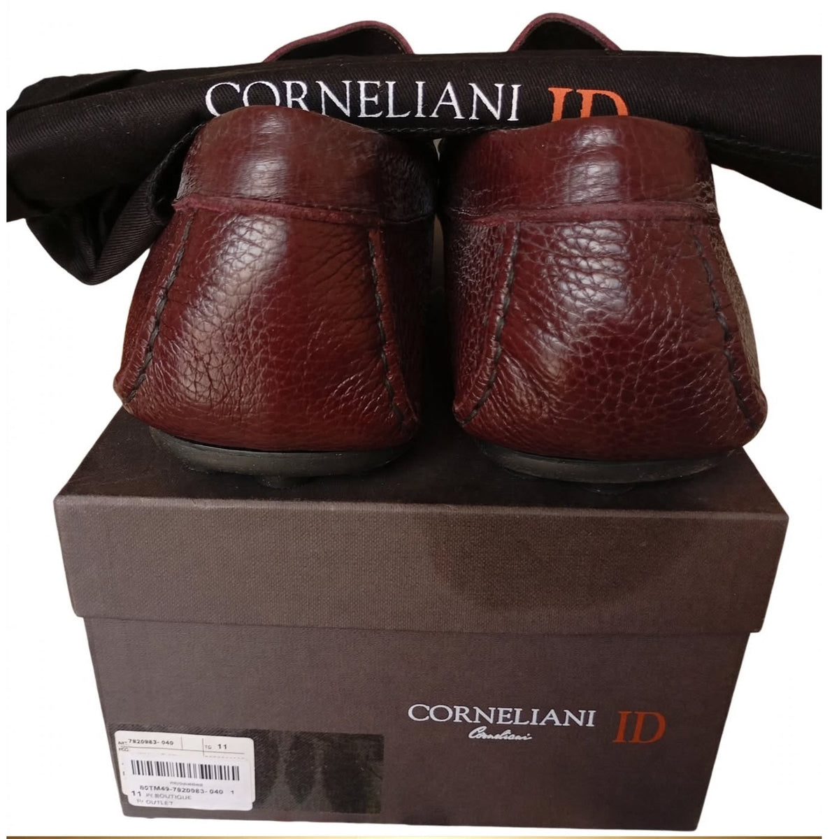 Corneliani ID Mocassino Uomo in Pelle Bottalata Bordeaux con Morsetto Oro