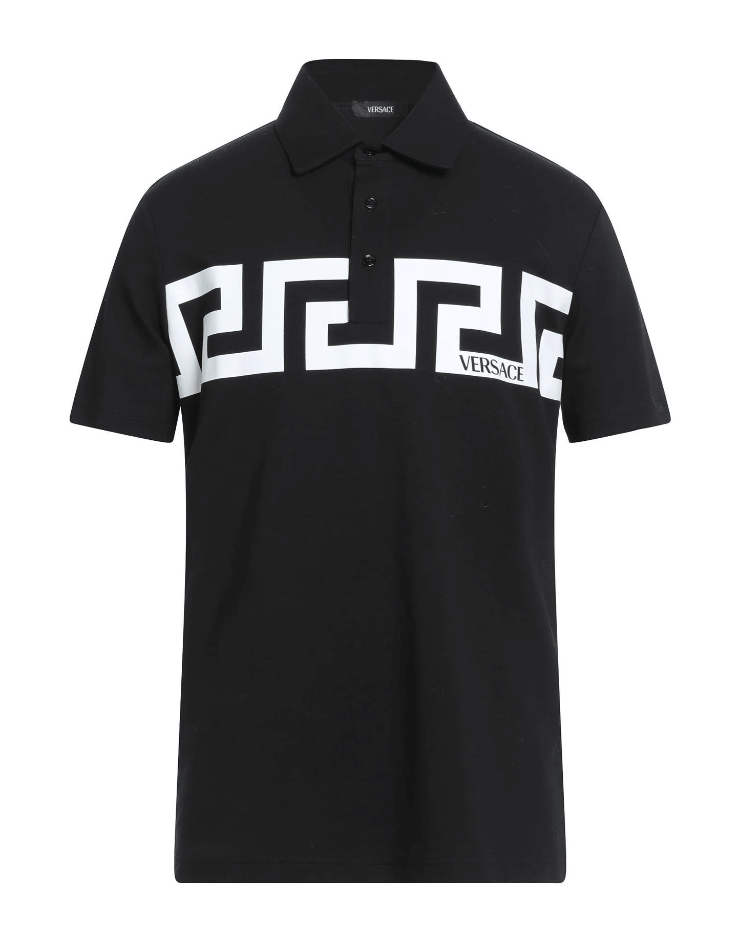 Versace T-shirt Jersey Nero 120Y10X03X100 con stampa logo su un design elegante in jersey nero.