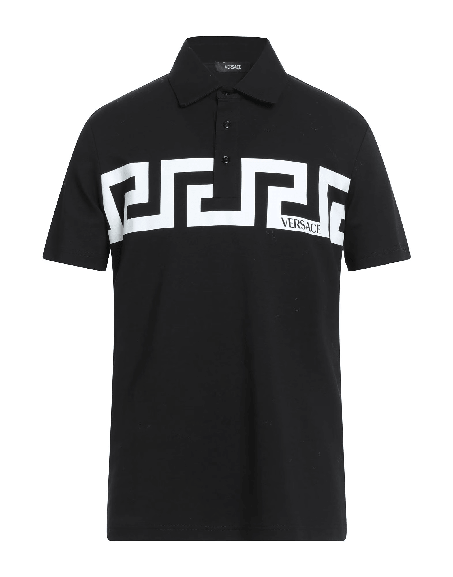 Versace T-shirt Jersey Nero 120Y10X03X100 con stampa logo su un design elegante in jersey nero.