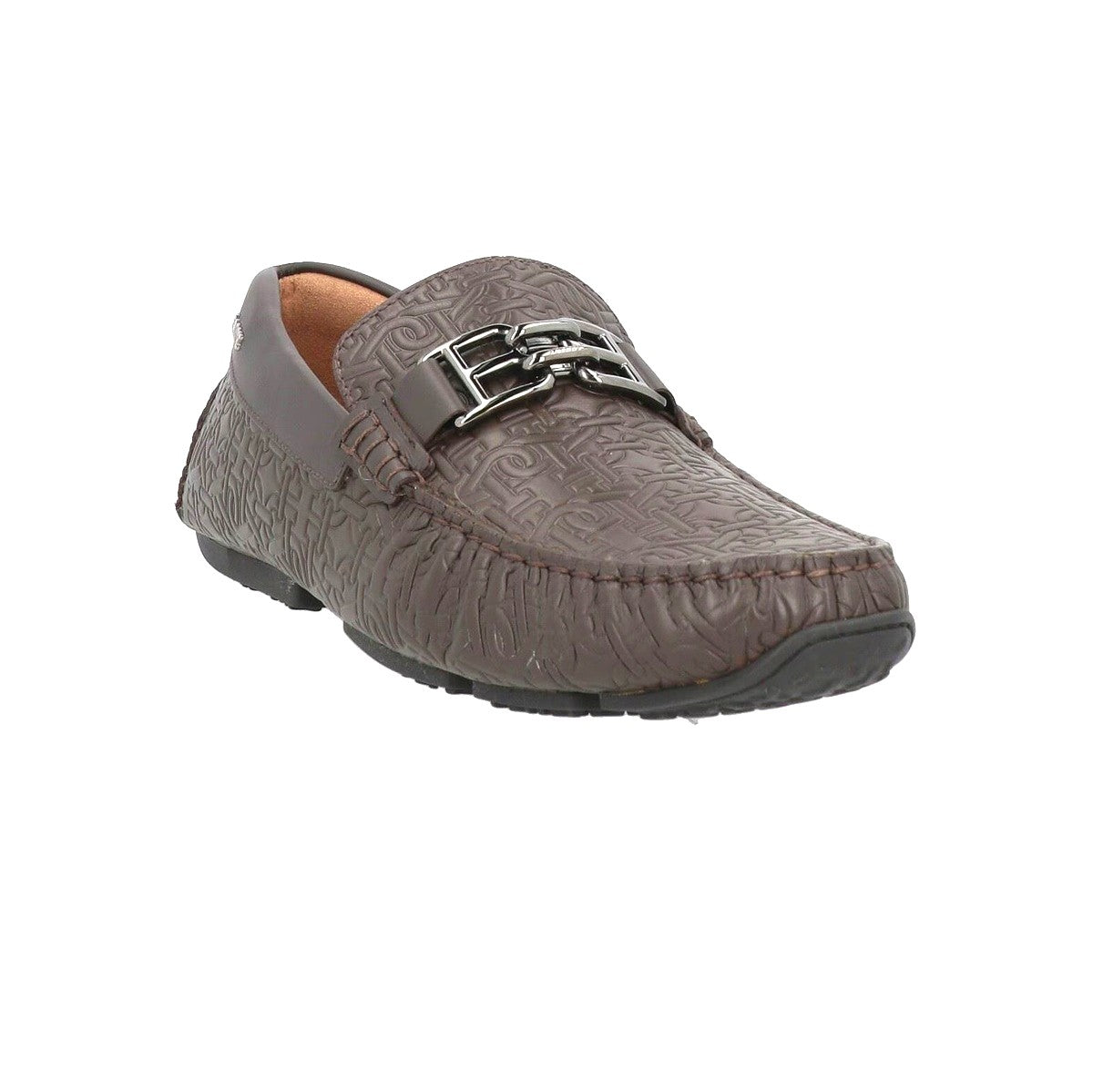 Bally Mocassini Car Shoes in pelle marrone con design inciso e logo, suola in gomma per comfort e stile.