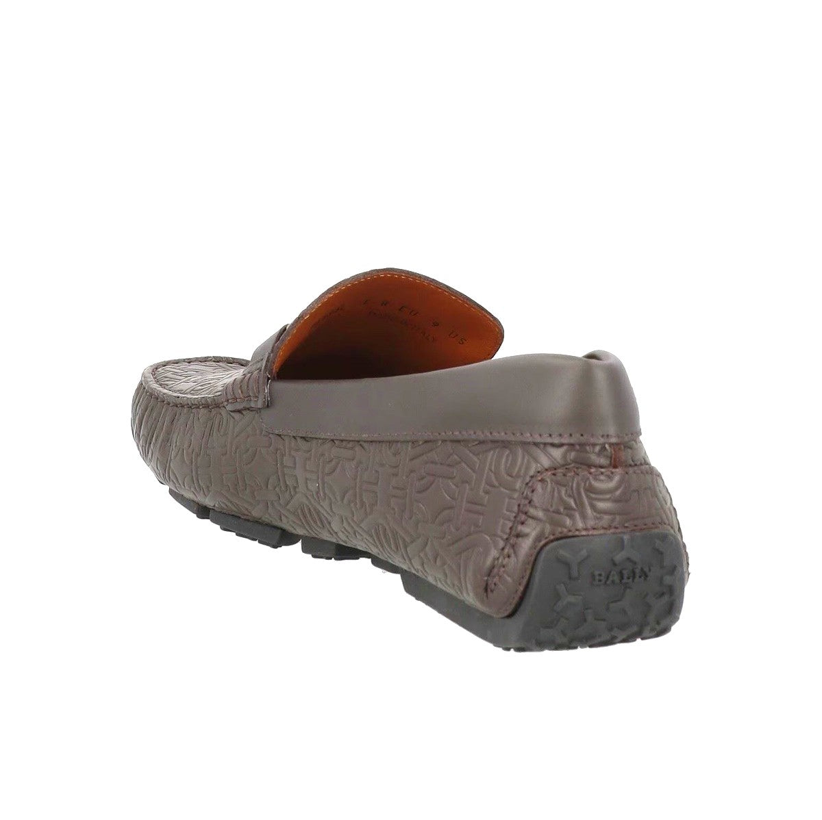 Bally Mocassini Car Shoes in pelle marrone con design inciso e logo, suola in gomma per comfort e stile.