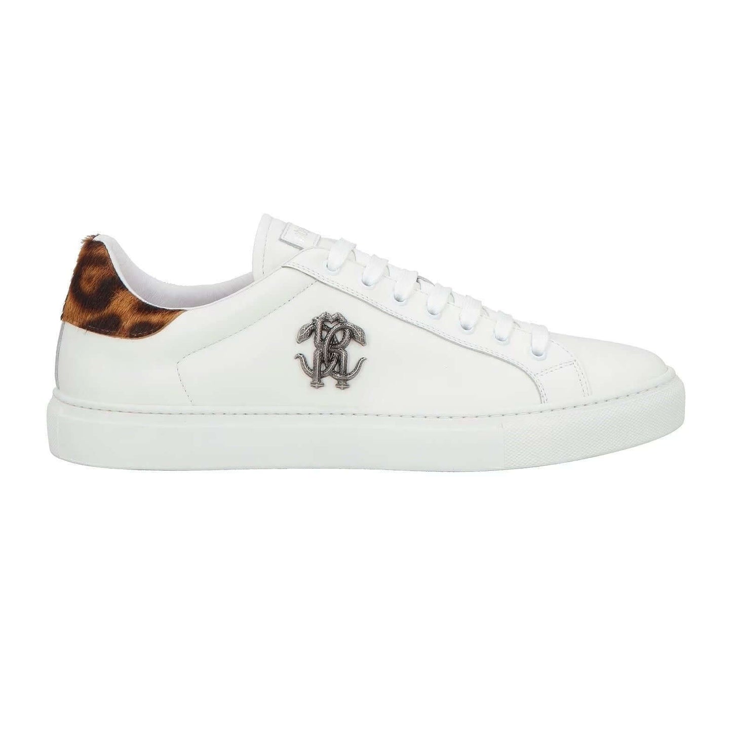 ROBERTO CAVALLI Sneakers Basse in Pelle e Cavallino con dettagli in cavallino e logo distintivo.