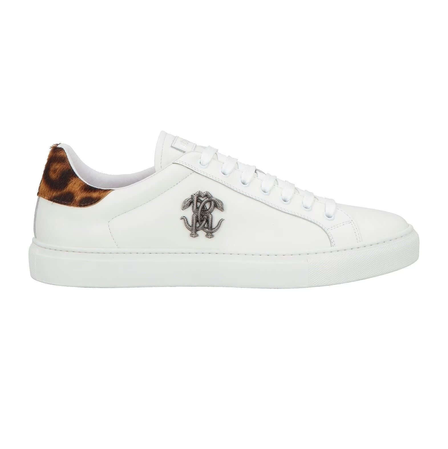 ROBERTO CAVALLI Sneakers Basse in Pelle e Cavallino con dettagli in cavallino e logo distintivo.