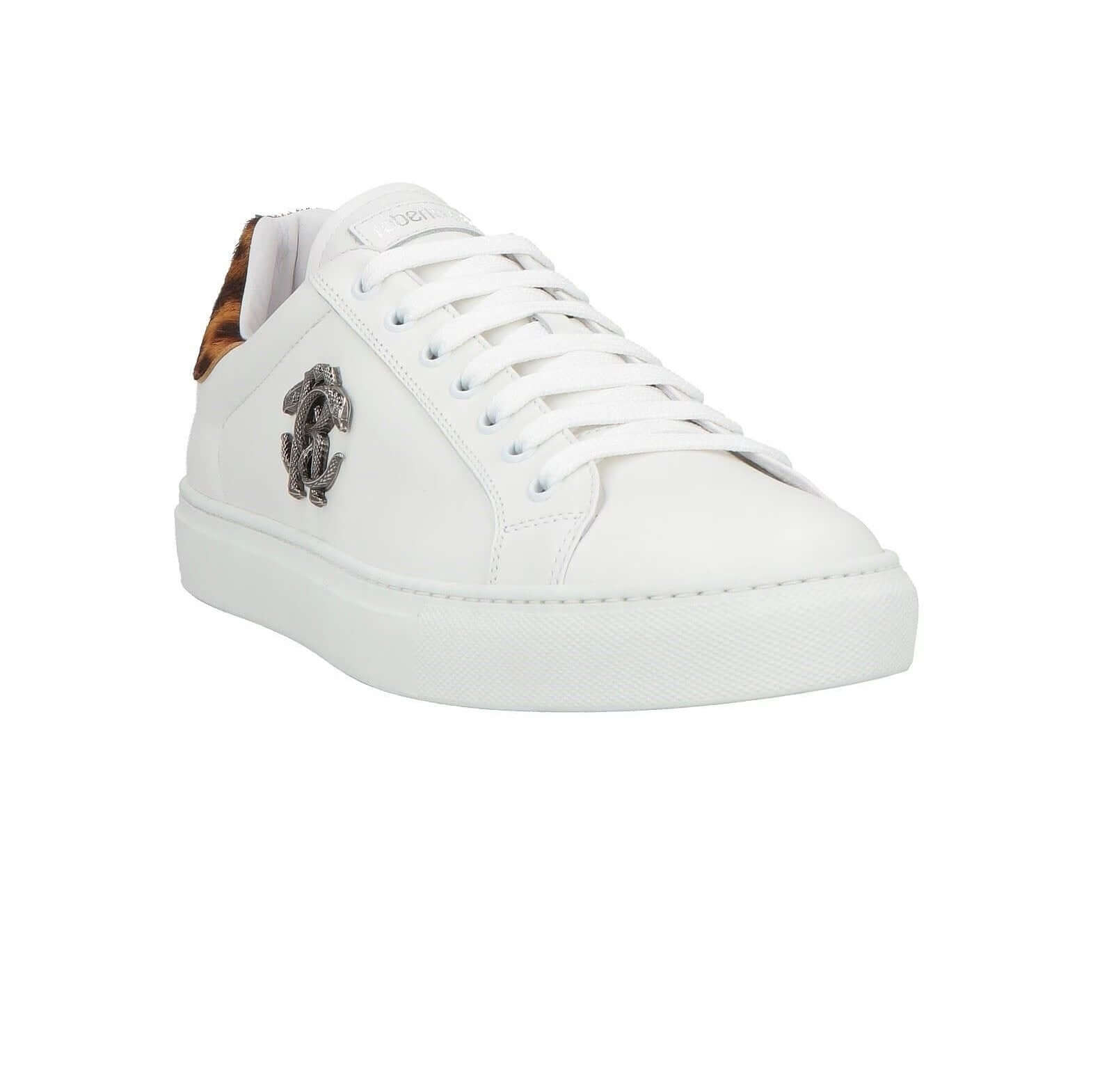ROBERTO CAVALLI Sneakers Basse in Pelle e Cavallino con dettagli in cavallino e logo distintivo.