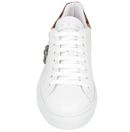 ROBERTO CAVALLI Sneakers Basse in Pelle e Cavallino con dettagli in cavallino e logo distintivo.