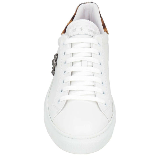 ROBERTO CAVALLI Sneakers Basse in Pelle e Cavallino con dettagli in cavallino e logo distintivo.