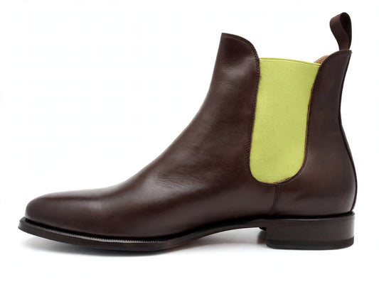 Scarosso Stivaletti Chelsea Boot Uomo in Pelle Marrone e Lime