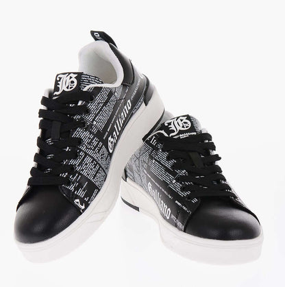 Sneakers neri unisex suola in gomma 175G5L01M100 con design Galliano in bianco e nero, calzatura estiva comoda.