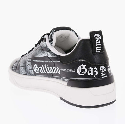 Sneakers neri unisex suola in gomma 175G5L01M100 con design Galliano in bianco e nero, calzatura estiva comoda.