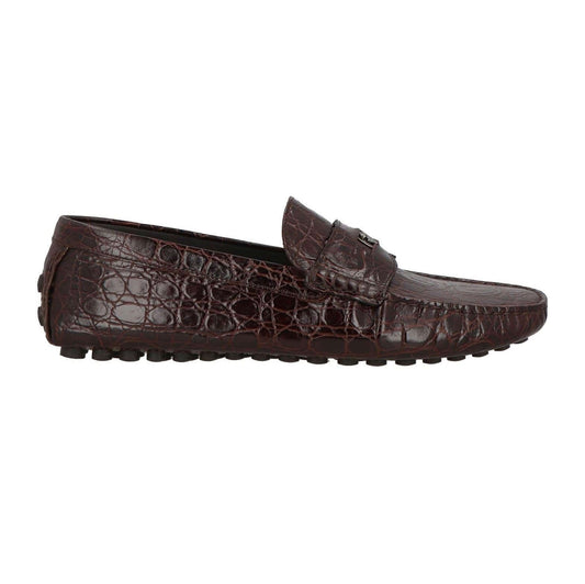 ROBERTO CAVALLI Car Shoes in Pelle Stampa Coccodrillo