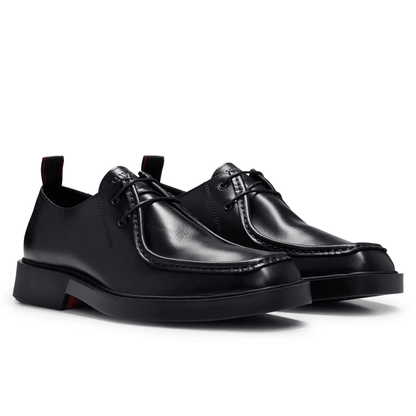 scarpe derby pelle liscia eleganti 200B2S00S100 in pelle nera con suola in gomma per massimo comfort