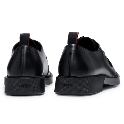 scarpe derby pelle liscia eleganti 200B2S00S100 in pelle nera con suola in gomma per massimo comfort