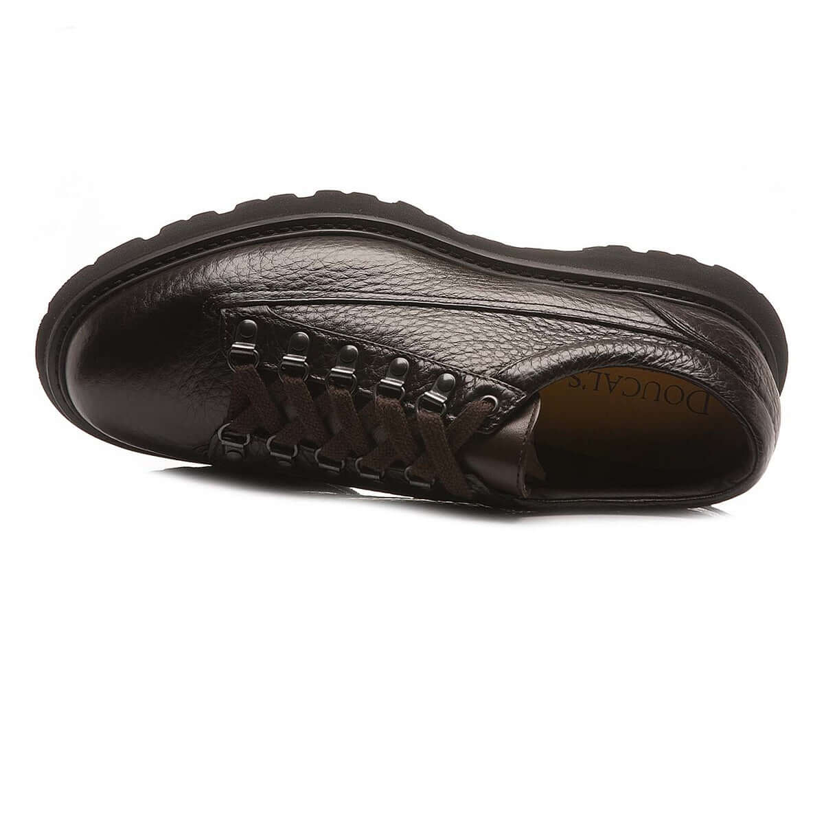 DOUCAL'S Stringate Pelle Martellata in morbida pelle nera con suola robusta e design elegante.