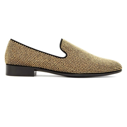 Mocassini in Camoscio Nero con Cristalli All-Over, slip-on con dettagli brillanti della collezione Second Life.
