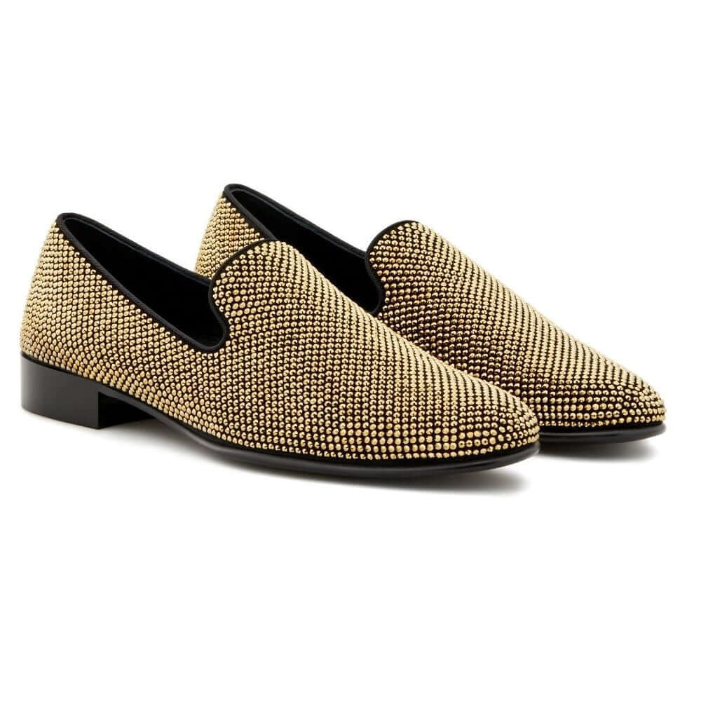 Mocassini in Camoscio Nero con Cristalli All-Over, slip-on con dettagli brillanti della collezione Second Life.