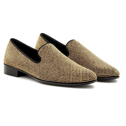 Mocassini in Camoscio Nero con Cristalli All-Over, slip-on con dettagli brillanti della collezione Second Life.