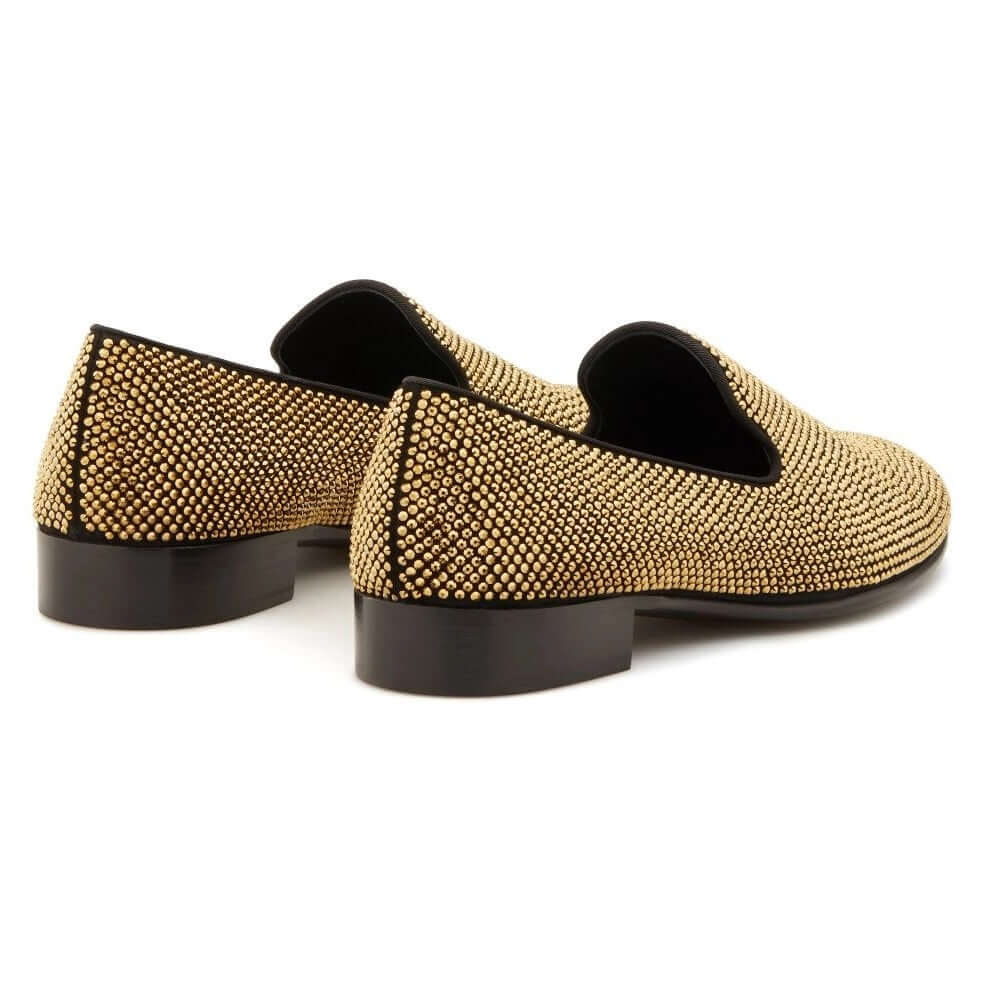 Mocassini in Camoscio Nero con Cristalli All-Over, slip-on con dettagli brillanti della collezione Second Life.