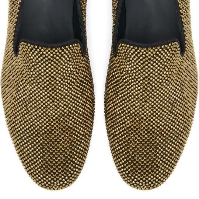 Mocassini in Camoscio Nero con Cristalli All-Over, slip-on con dettagli brillanti della collezione Second Life.