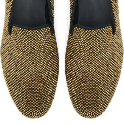 Mocassini in Camoscio Nero con Cristalli All-Over, slip-on con dettagli brillanti della collezione Second Life.