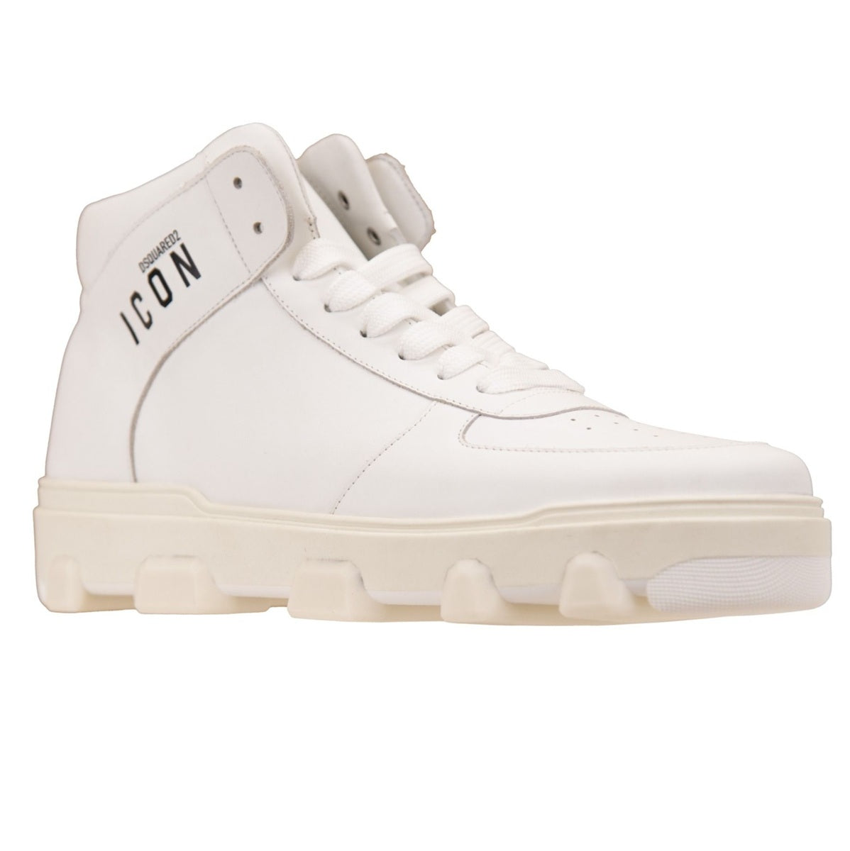 Dsquared2 Sneakers Alte ICON in Pelle Rosso with red, white, and black design featuring round toe and icon branding.