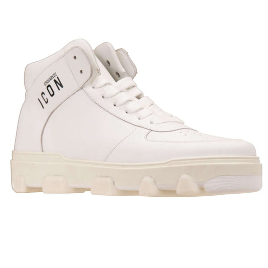 Dsquared2 Sneakers Alte ICON in Pelle Rosso with red, white, and black design featuring round toe and icon branding.