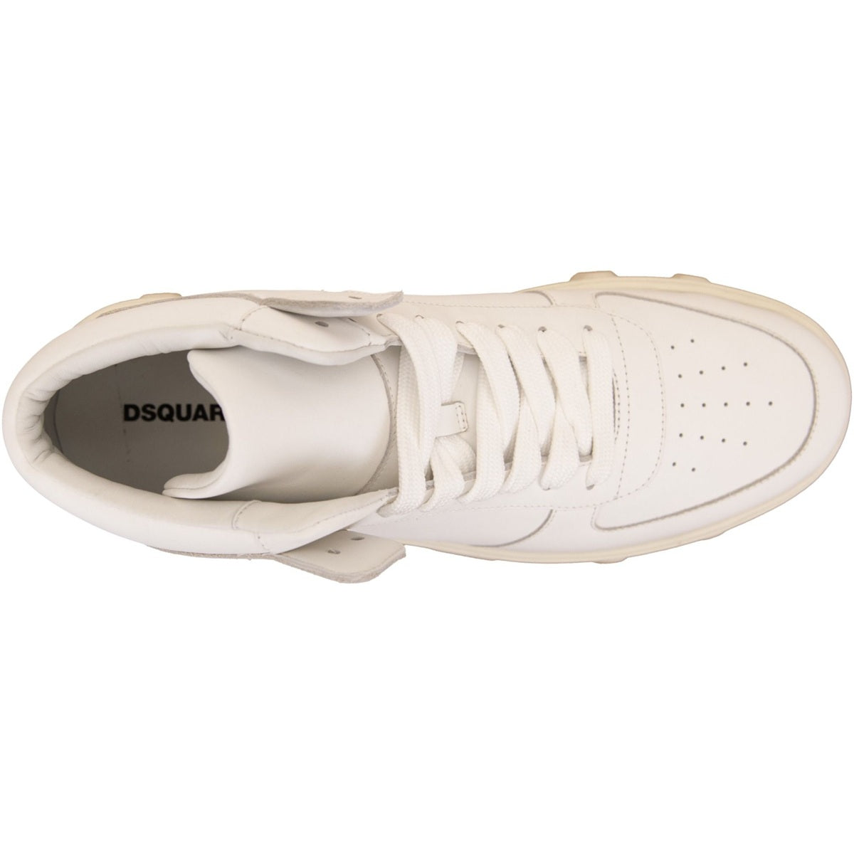 Dsquared2 Sneakers Alte ICON in Pelle Bianco featuring a white leather upper and iconic branding.