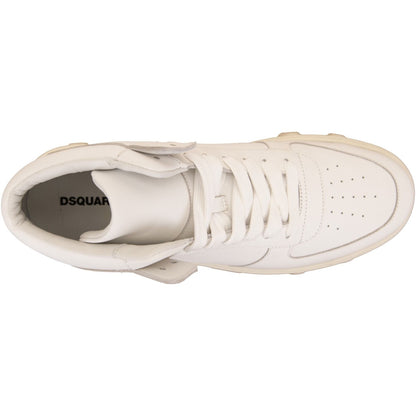 Dsquared2 Sneakers Alte ICON in Pelle Bianco featuring a white leather upper and iconic branding.