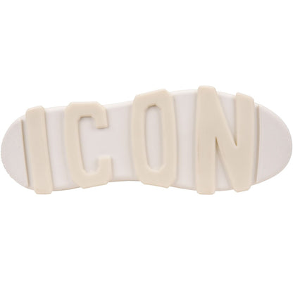 Sole of Dsquared2 Sneakers Alte ICON in Pelle Rosso displaying large 'ICON' lettering.