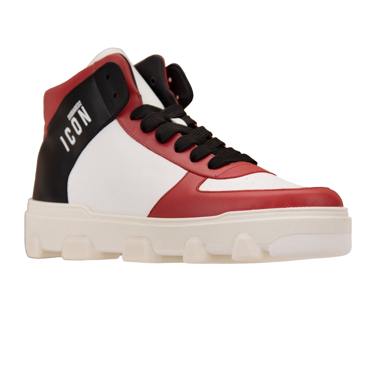 Dsquared2 Sneakers Alte ICON in Pelle Bianco featuring a white leather upper and iconic branding.